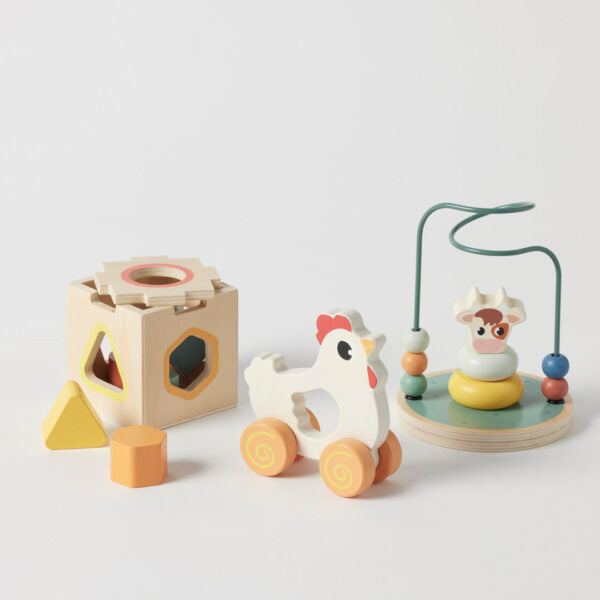 3-in-1 Farm Animals Wooden Set - Zookabee