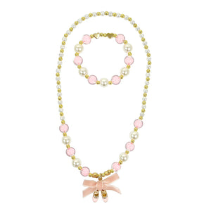 Ballerina Necklace & Bracelet Set - Pink Poppy