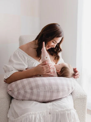 Feeding Pillow Set | Blush Gingham - Bambella Designs