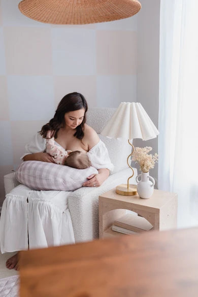 Feeding Pillow Set | Blush Gingham - Bambella Designs