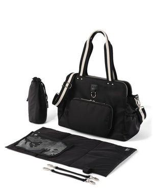 Triple Tote Nappy Bag - Black Nylon - OIOI