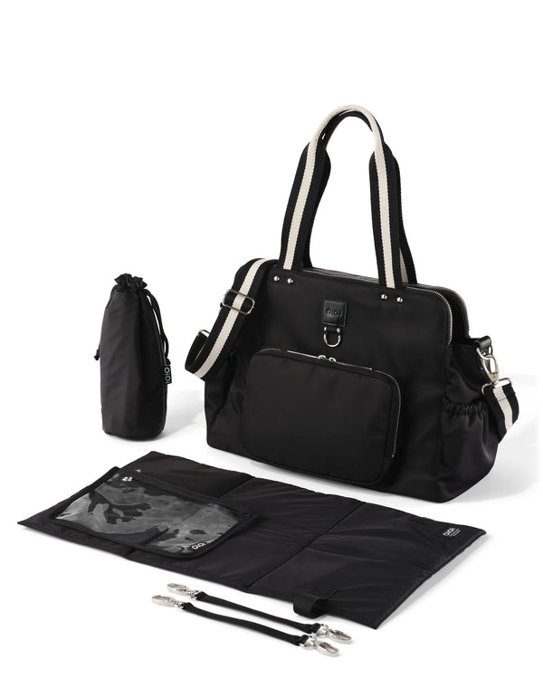Triple Tote Nappy Bag - Black Nylon - OIOI