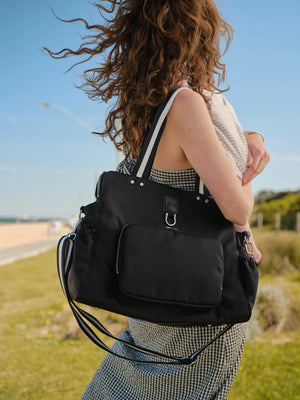 Triple Tote Nappy Bag - Black Nylon - OIOI