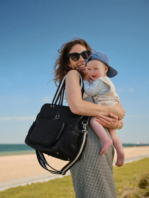 Triple Tote Nappy Bag - Black Nylon - OIOI