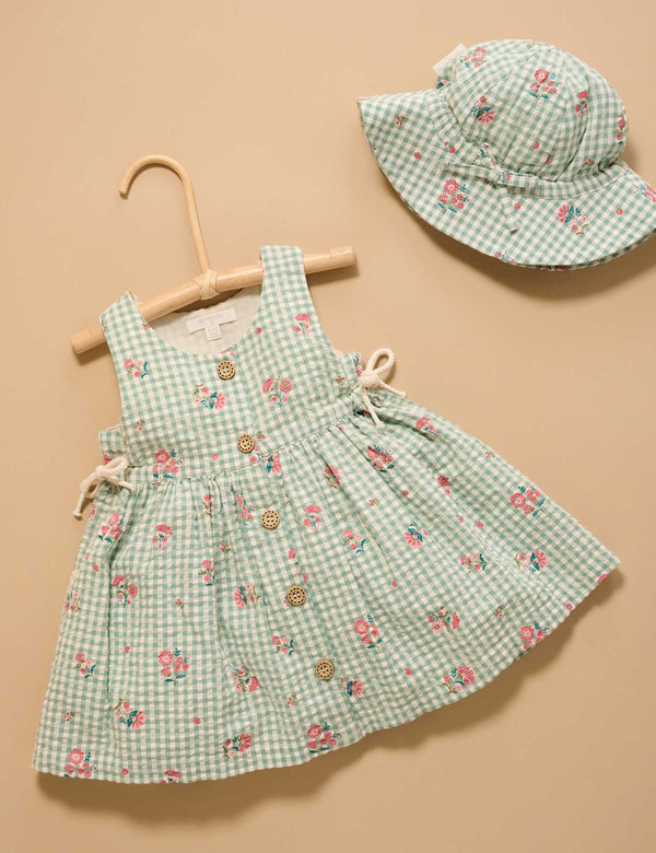 Frida Gingham Pinnie - Pure Baby