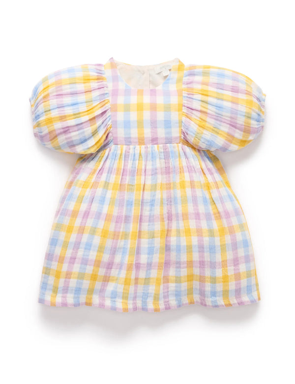 Check Gathered Dress - Pure Baby