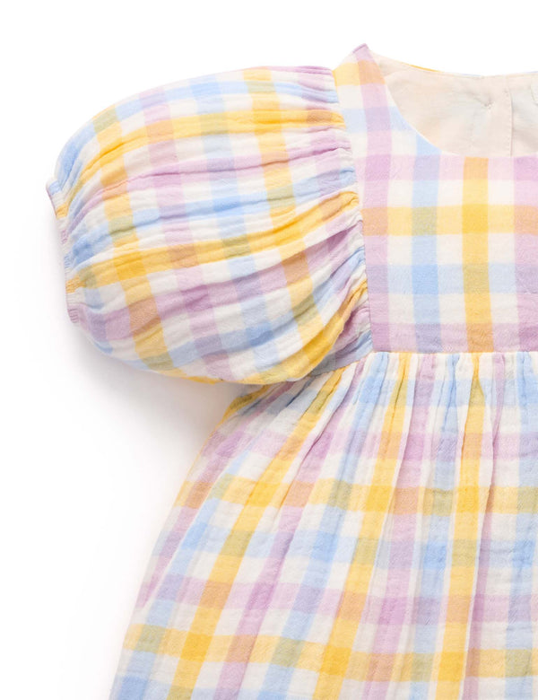 Check Gathered Dress - Pure Baby