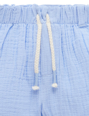 Crinkle Cotton Shorts - Carribean - Pure Baby