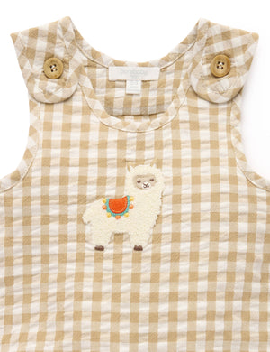 Llama Gingham Romper - Pure Baby