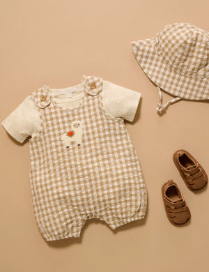 Llama Gingham Romper - Pure Baby