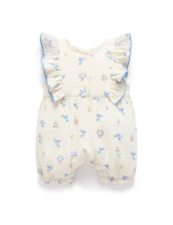 Hummingbird Ruffle Romper - Pure Baby