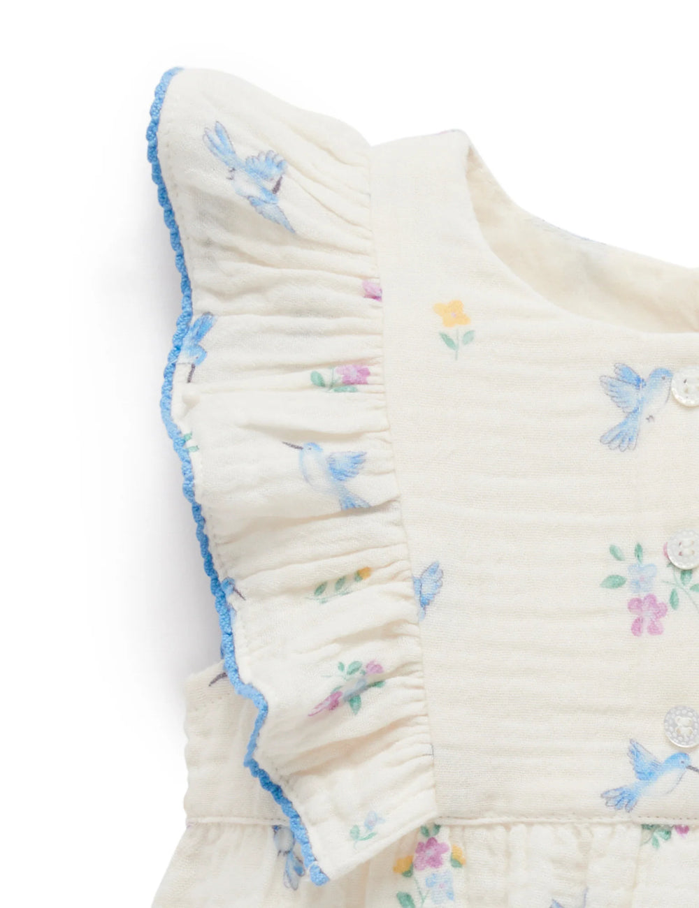 Hummingbird Ruffle Romper - Pure Baby
