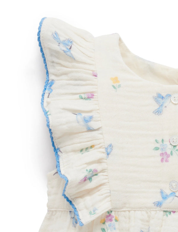Hummingbird Ruffle Romper - Pure Baby
