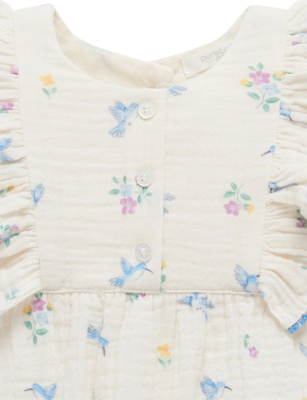 Hummingbird Ruffle Romper - Pure Baby