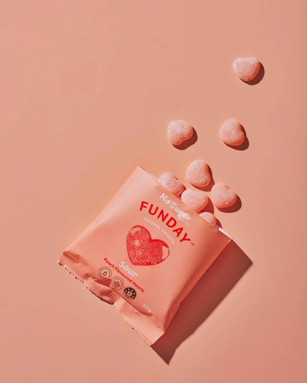 Sour Peach Hearts 50g - Funday Natural Sweets