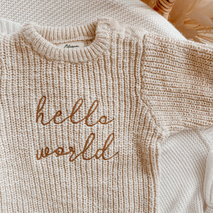 'Hello World' Chunky Knit Romper - Honey - Blossom & Pear