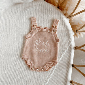 She's Here - Mini Knit Romper - Pink Lemonade - Blossom & Pear