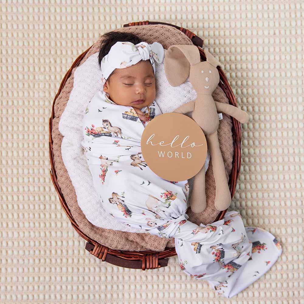 Pony Pals Organic Jersey Wrap & Topknot Set - Snuggle Hunny