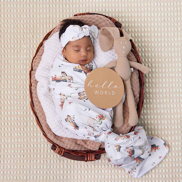 Pony Pals Organic Jersey Wrap & Topknot Set - Snuggle Hunny