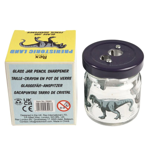 Glass Jar Pencil Sharpener - Dinosaurs - Rex London