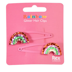 Glitter Hair Clips - Rainbow - Rex London