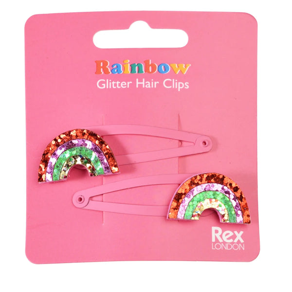 Glitter Hair Clips - Rainbow - Rex London
