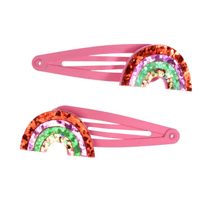 Glitter Hair Clips - Rainbow - Rex London