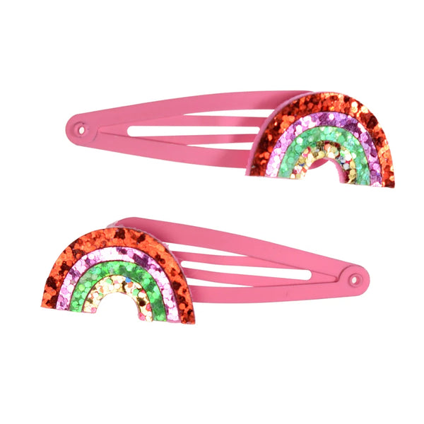 Glitter Hair Clips - Rainbow - Rex London
