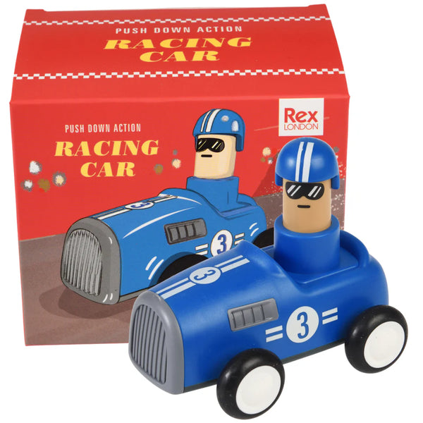 Push Down Action Racing Car - Blue - Rex London