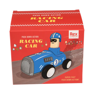 Push Down Action Racing Car - Blue - Rex London