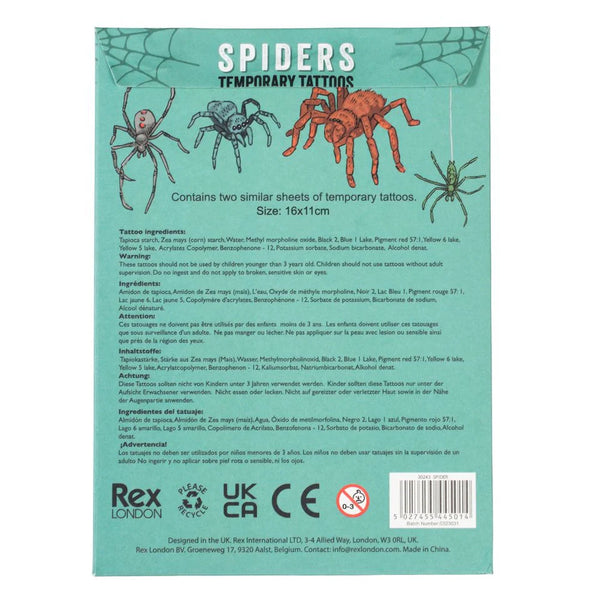 Temporary Tattoos - Spiders - Rex London