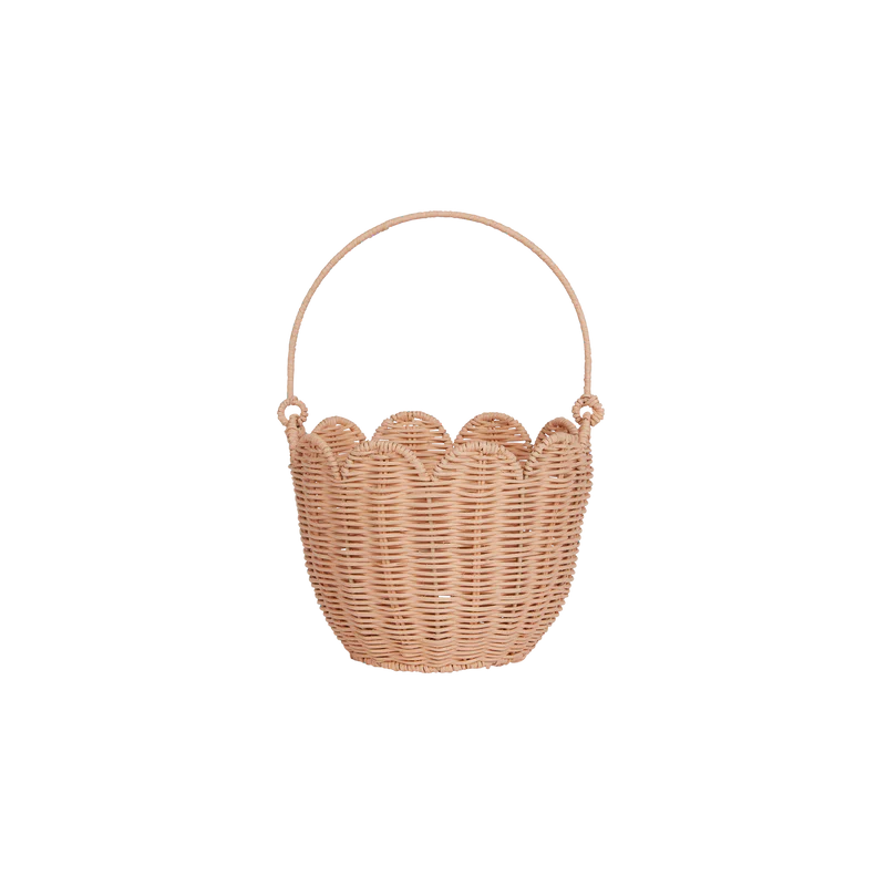 Rattan Tulip Carry Basket - Seashell Pink - Olli Ella