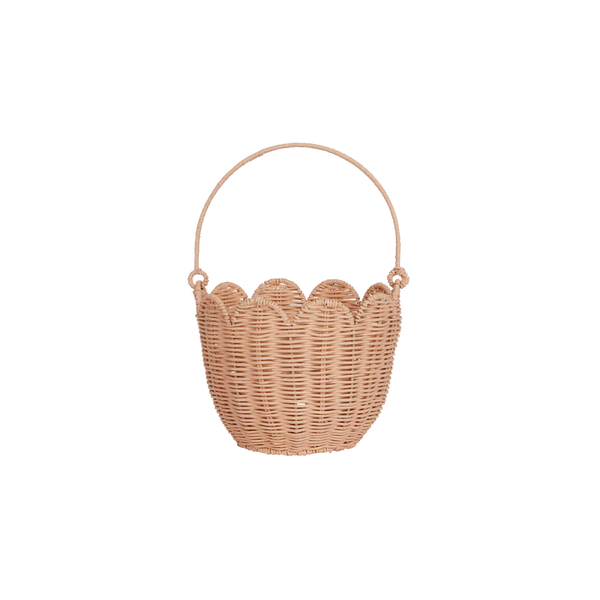 Rattan Tulip Carry Basket - Seashell Pink - Olli Ella