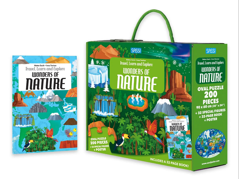 Travel, Learn and Explore - Book and 3D Puzzle Set - The Wonders of Nature, 205 pcs - Sassi