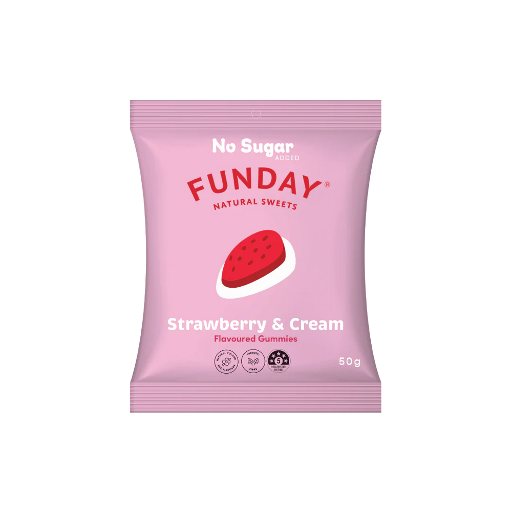 Strawberry & Cream 50g Lollies - Funday Natural Sweets
