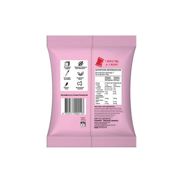 Strawberry & Cream 50g Lollies - Funday Natural Sweets