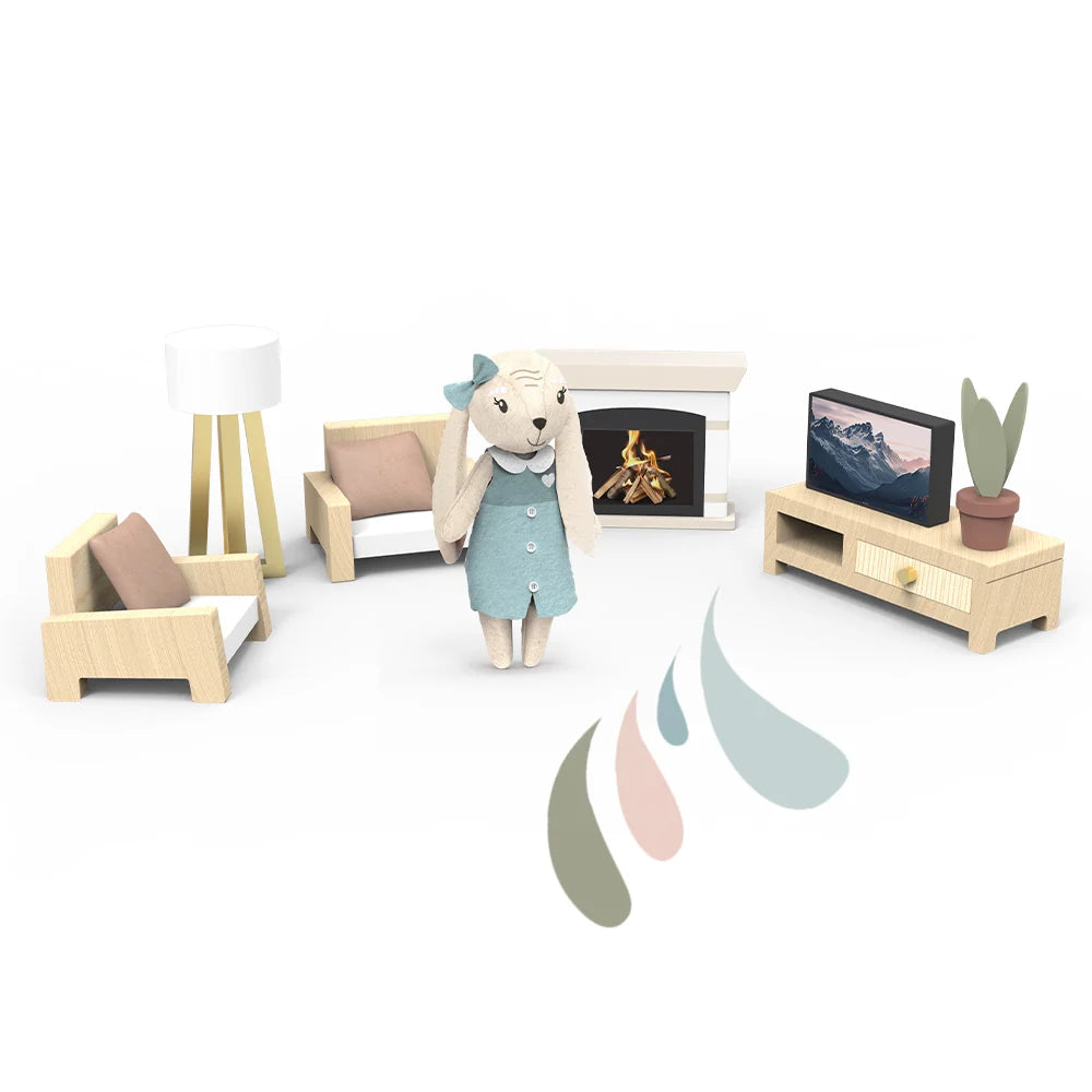 Doll House Living Room + 1 Character - Speedy Monkey