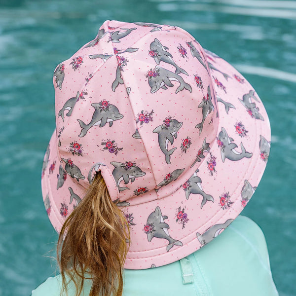 Ponytail Swim Bucket Beach Hat - Dolphin - Bedhead