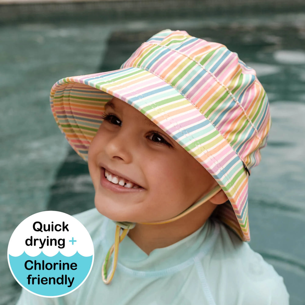 Kids Classic Swim Bucket Beach Hat - Rainbow Stripe - Bedhead