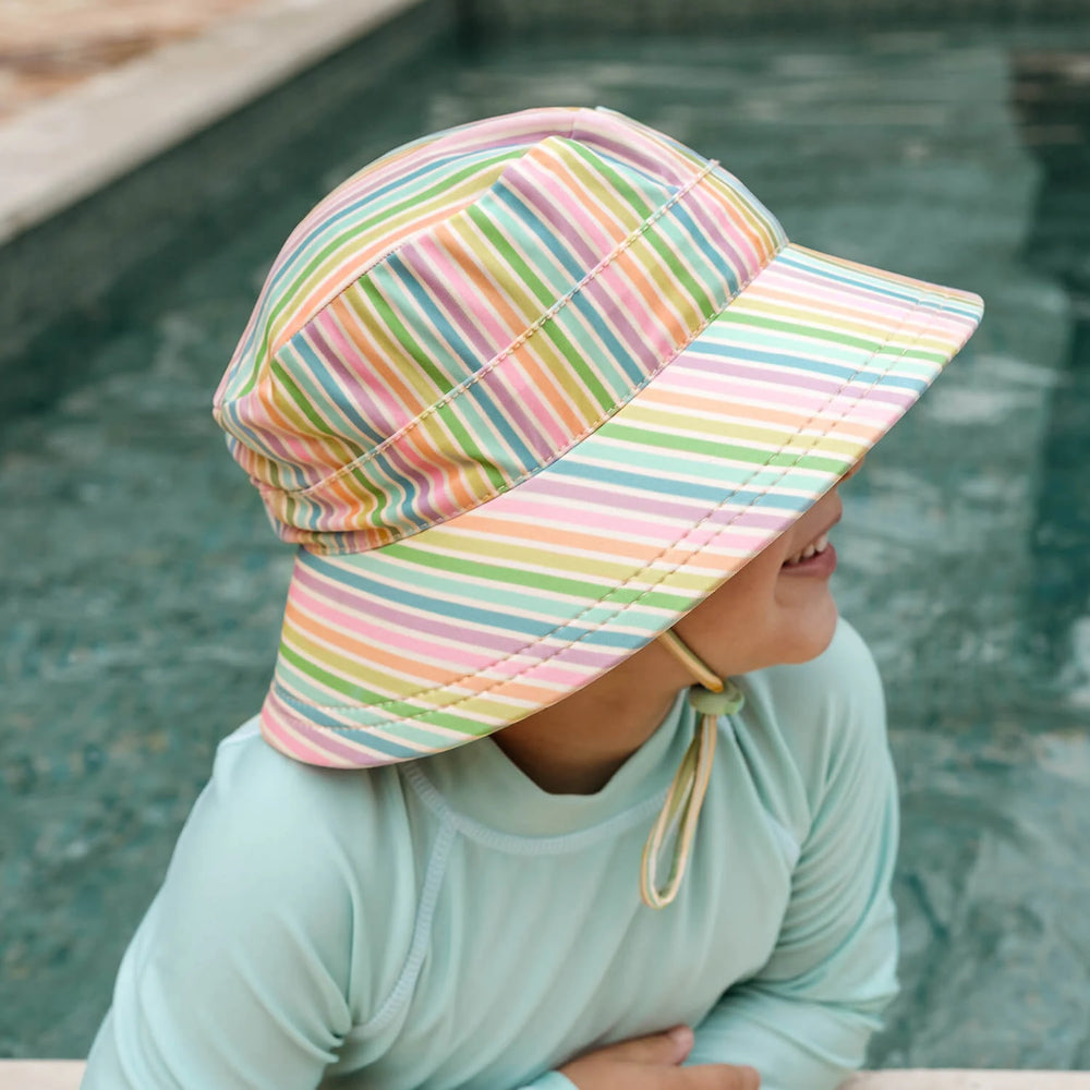 Kids Classic Swim Bucket Beach Hat - Rainbow Stripe - Bedhead