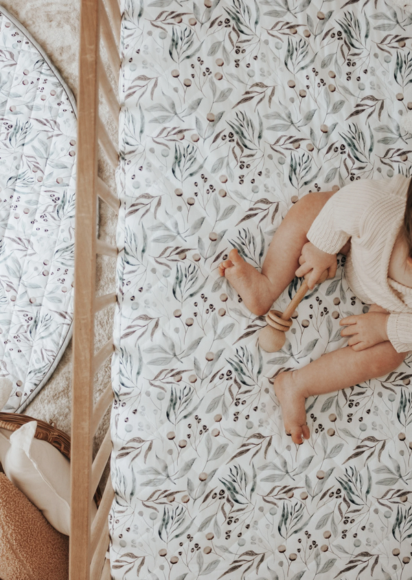 Waterproof Cot Sheet & Mattress Protector | Botanical - Bambella Designs
