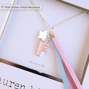 Pink Glitter Initial Necklace - Lauren Hinkley DISCOUNTED