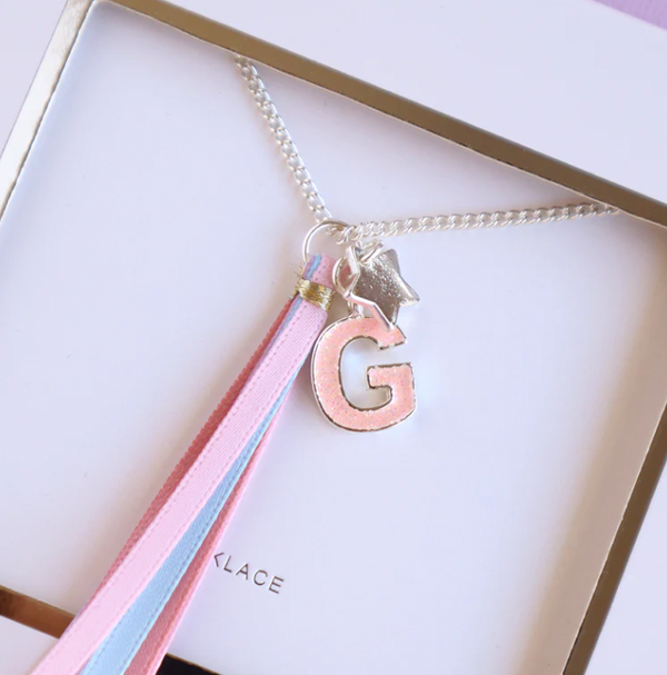 Pink Glitter Initial Necklace - Lauren Hinkley DISCOUNTED