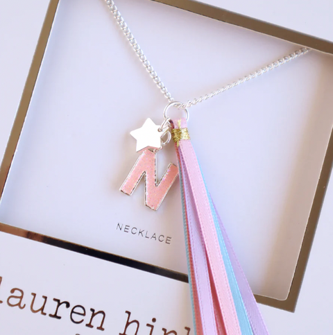 Pink Glitter Initial Necklace - Lauren Hinkley