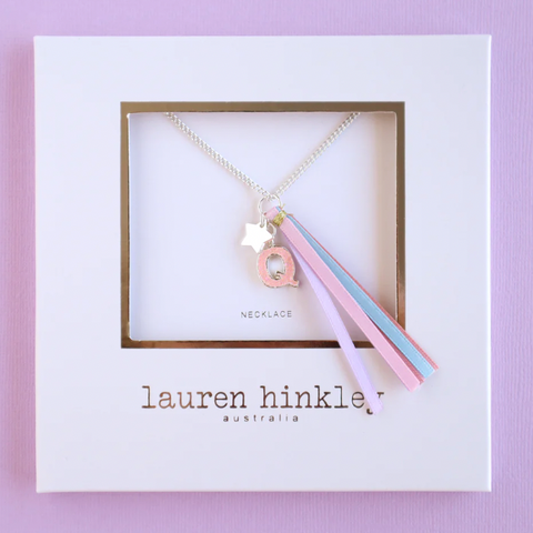 Pink Glitter Initial Necklace - Lauren Hinkley