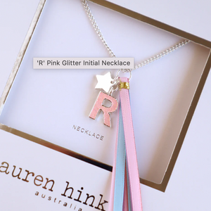 Pink Glitter Initial Necklace - Lauren Hinkley DISCOUNTED