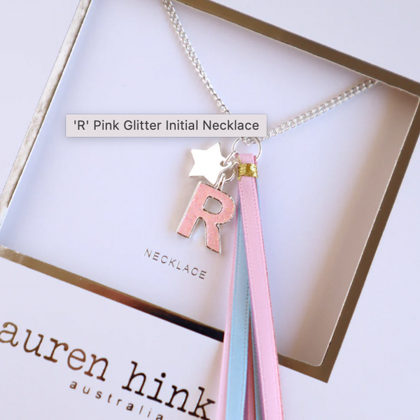 Pink Glitter Initial Necklace - Lauren Hinkley DISCOUNTED