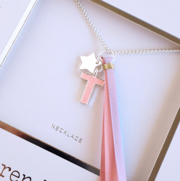 Pink Glitter Initial Necklace - Lauren Hinkley DISCOUNTED
