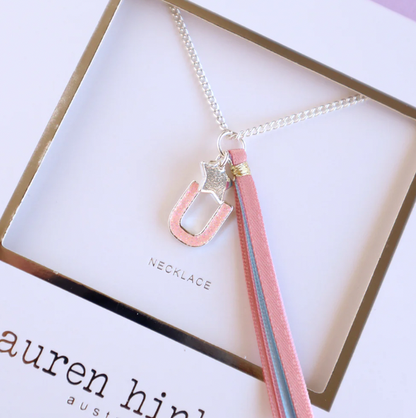Pink Glitter Initial Necklace - Lauren Hinkley DISCOUNTED