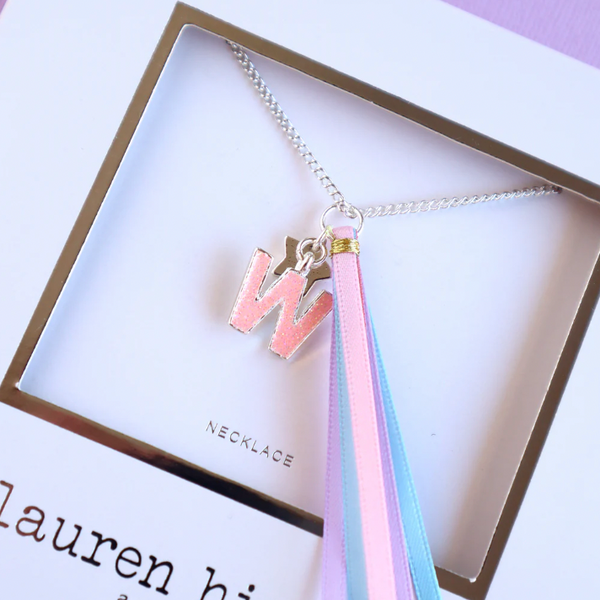Pink Glitter Initial Necklace - Lauren Hinkley DISCOUNTED
